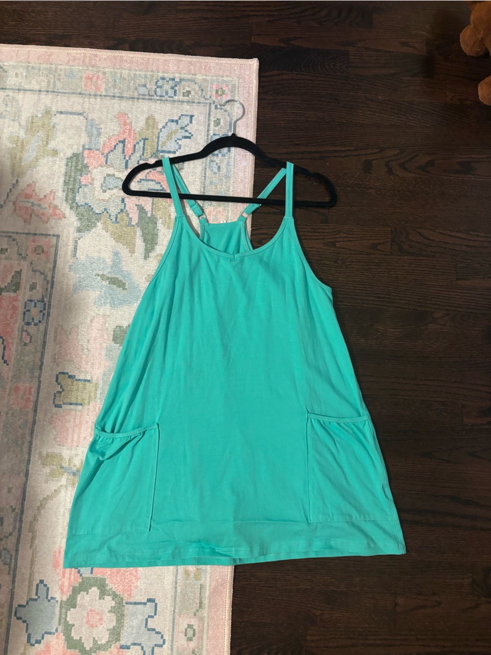 Casual Teal Tank Dress with Pockets